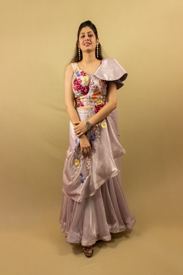 Blooming
													Orchid One-Shoulder Gown